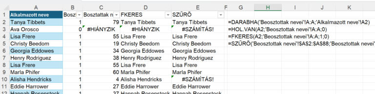 Excel listaelemek összehasonlítása