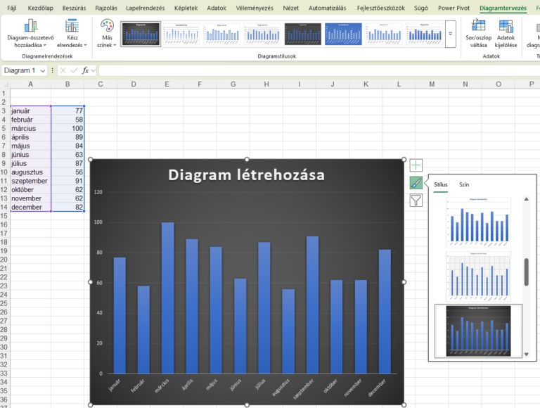 Diagram létrehozása (Excel)